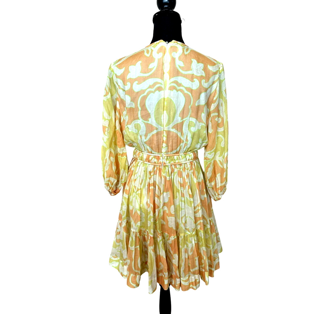 Alexis Yellow Boho Mini Dress XS Party Vacation Designer Cottagecore Cotton $600 - Picture 7 of 13